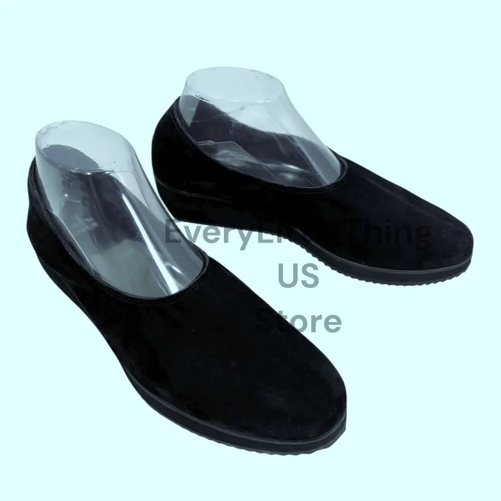 Eileen Fisher Wedge Ballet Flat Slip On Shoes 10 Blk Suede Minimalist Lagenlook